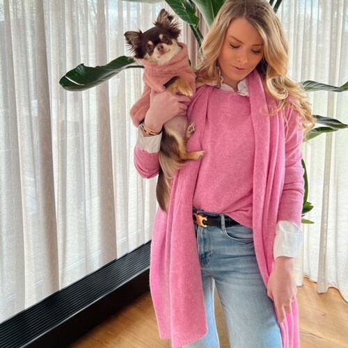 Loose knit organic cashmere scarf with rib details